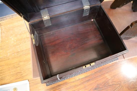 A Chinese hongmu casket, late 19th/early 20th century, W. 54cm